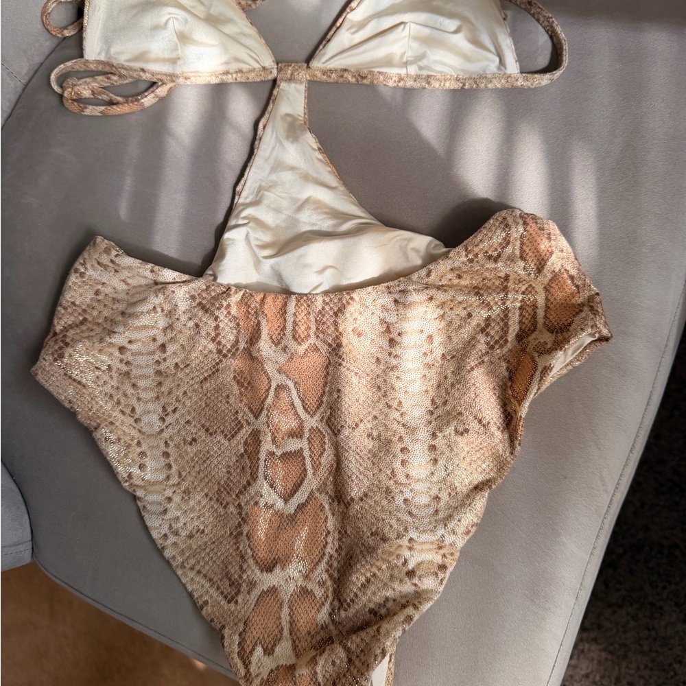 Free people Onia Beige snakeskin One-Piece Swimsuit with Neutral Print - Picture 8 of 8